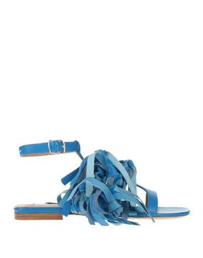 Maison Margiela Woman Sandals Blue Size 8 Leather