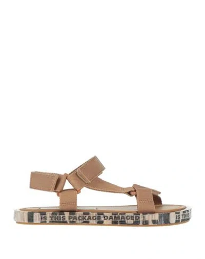 Maison Margiela Woman Sandals Camel Size 9 Textile Fibers In Beige
