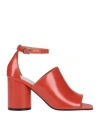 Maison Margiela Woman Sandals Rust Size 8 Leather In Red