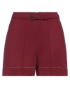 Maison Margiela Woman Shorts & Bermuda Shorts Burgundy Size 6 Virgin Wool, Acrylic, Polyamide, Elast In Red