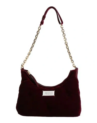 Maison Margiela Woman Shoulder Bag Burgundy Size - Viscose, Cupro, Cow Leather, Goat Skin, Brass In Red