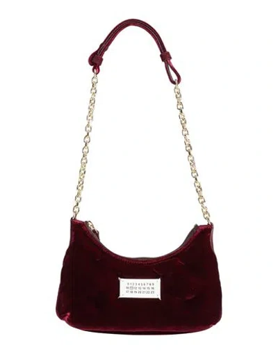 Maison Margiela Woman Shoulder Bag Burgundy Size - Viscose, Cupro, Cow Leather, Goat Skin, Brass In Red