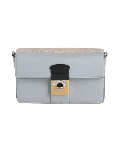 Maison Margiela Woman Shoulder Bag Light Blue Size - Goat Skin, Linen