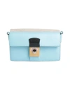 Maison Margiela Woman Shoulder Bag Sky Blue Size - Goat Skin, Linen In Blue