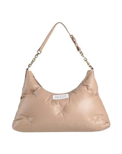 Maison Margiela Woman Shoulder Bag Taupe Size - Ovine Leather In Grey