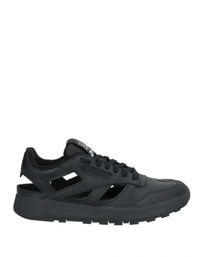 Maison Margiela Woman Sneakers Black Size 10 Soft Leather, Textile Fibers In Black