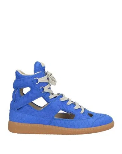 Maison Margiela Woman Sneakers Bright Blue Size 7 Leather