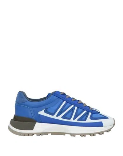 Maison Margiela Woman Sneakers Bright Blue Size 8 Soft Leather, Textile Fibers