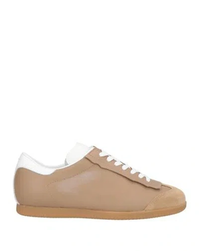 Maison Margiela Woman Sneakers Camel Size 6 Soft Leather In Beige
