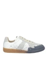 Maison Margiela Replica Paint Leather Sneakers In Navy