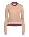 Maison Margiela Woman Sweater Camel Size Xl Wool, Cotton In Beige