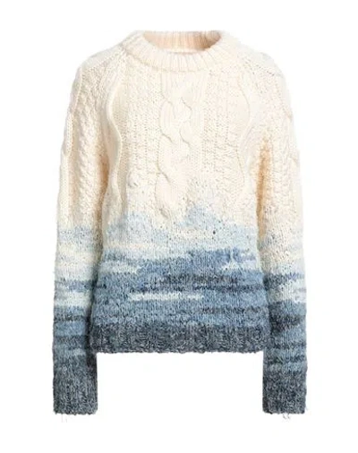 Maison Margiela Woman Sweater Cream Size M Wool In Blue