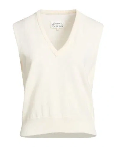 Maison Margiela Woman Sweater Cream Size S Virgin Wool In White