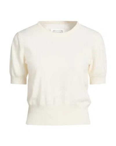 Maison Margiela Woman Sweater Cream Size S Virgin Wool In White
