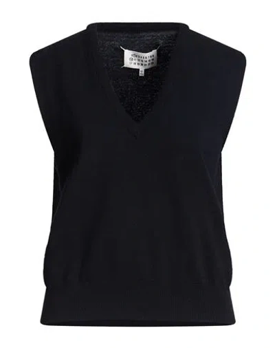 Maison Margiela Woman Sweater Midnight Blue Size M Virgin Wool In Black