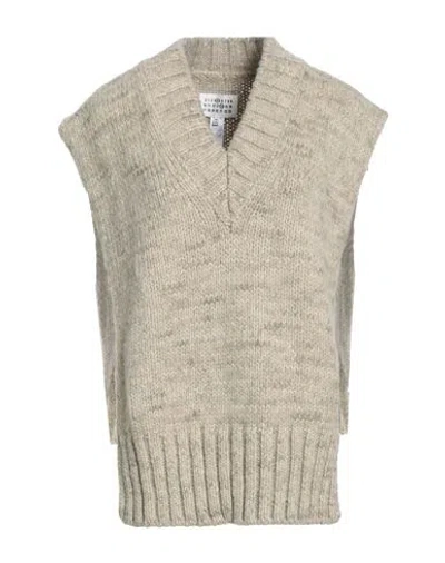 Maison Margiela Woman Sweater Sand Size L Alpaca Wool, Cotton, Wool In Neutral