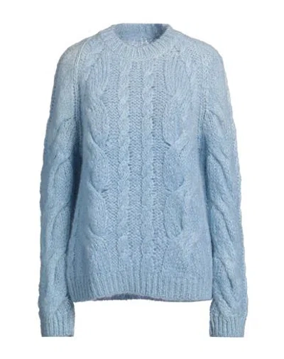Maison Margiela Woman Sweater Sky Blue Size Xl Mohair Wool, Polyamide