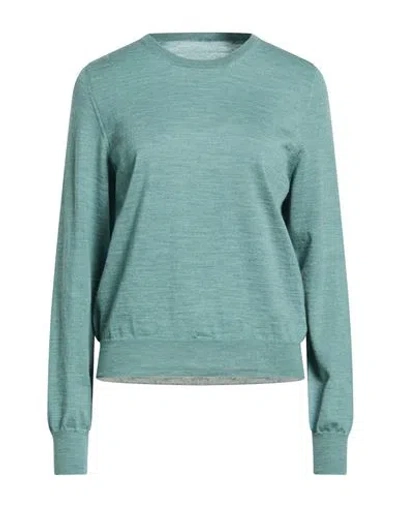Maison Margiela Woman Sweater Slate Blue Size M Wool In Green