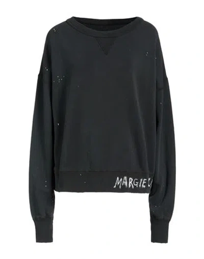 Maison Margiela Woman Sweatshirt Charcoal Size Xs Cotton In Black