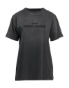 Maison Margiela Black Washed-out Cotton T-shirt With Reverse Logo In Grey