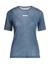 Maison Margiela Woman T-shirt Slate Blue Size L Cotton, Silk