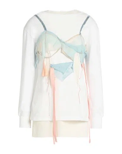 Maison Margiela Woman T-shirt White Size 4 Cotton, Wool, Polyamide