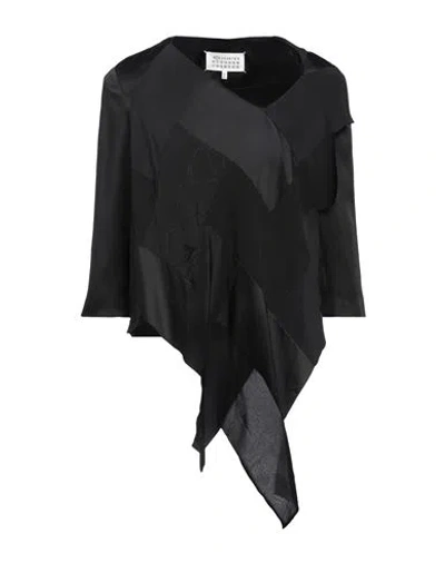 Maison Margiela Woman Top Black Size 10 Acetate, Polyamide, Silk, Polyester
