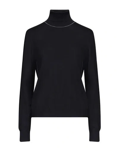 Maison Margiela High-neck Knit Sweater With Four Stitch Lines In Black