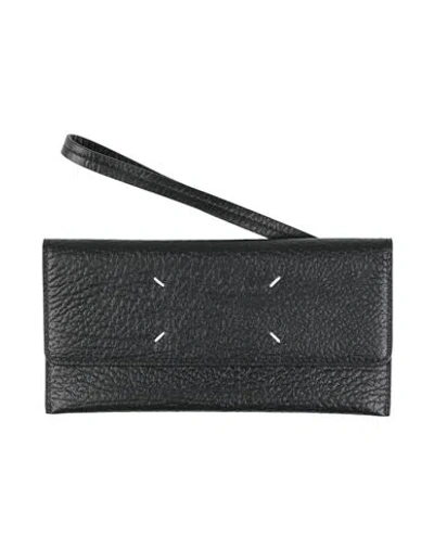 Maison Margiela Woman Wallet Black Size - Cow Leather, Brass