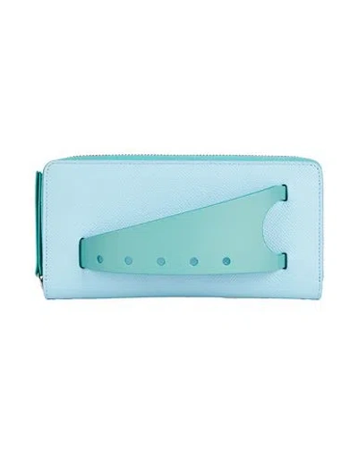 Maison Margiela Woman Wallet Light Blue Size - Leather