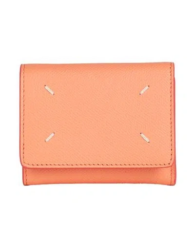 Maison Margiela Woman Wallet Salmon Pink Size - Soft Leather In Orange