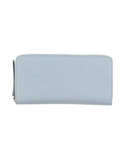 Maison Margiela Woman Wallet Sky Blue Size - Cow Leather, Brass, Zinc, Aluminum, Copper In Blue