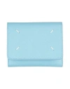 Maison Margiela Woman Wallet Sky Blue Size - Soft Leather