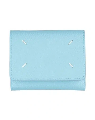 Maison Margiela Woman Wallet Sky Blue Size - Soft Leather