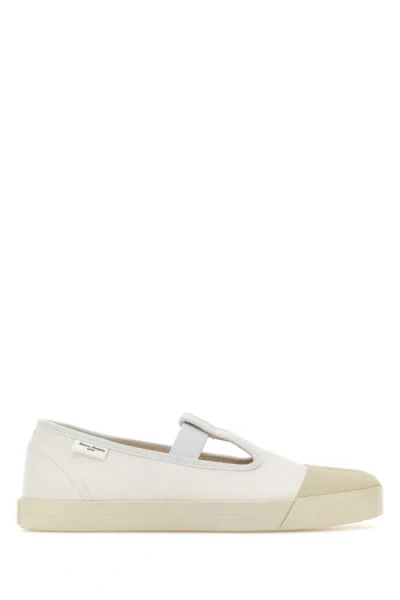 Maison Margiela Woman White Canvas Mary Jane Tabi Ballerinas