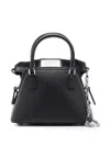 Maison Margiela 5ac Micro Black Shoulder Bag With Logo Label In Grainy Leather Woman In Black