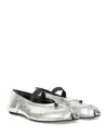 Maison Margiela Tabi Split-toe Metallic Cracked-leather Ballet Flats In Multi