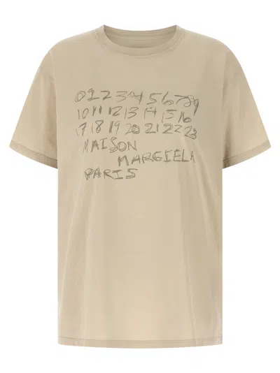 MAISON MARGIELA WOMEN BEIGE PRINTED T-SHIRT, L LUXURY T-SHIRTS FOR WOMEN DARVEYS