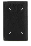 Maison Margiela Women Black Leather Four Stitches Keyring Case In Black