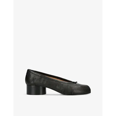 MAISON MARGIELA WOMENS BLACK TABI BALLERINA SPLIT-TOE LEATHER HEELED SHOES EUR 38.5 / 5.5 UK