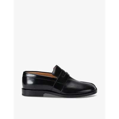MAISON MARGIELA WOMENS BLACK TABI LEATHER LOAFERS EUR 37 / 4 UK