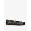 MAISON MARGIELA MAISON MARGIELA WOMEN'S BLACK/COMB TABI SPLIT-TOE LEATHER BALLET FLATS