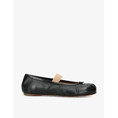 Maison Margiela Tabi Split-toe Leather Ballet Flats In Black/comb