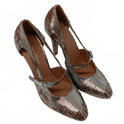 Maison Margiela Women's Bleach Lurex Mary-jane Pumps In Silver/tan In Brown