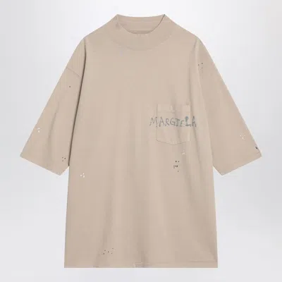 MAISON MARGIELA WOMEN'S BLUSH T-SHIRT WITH GRAFFITI LOGO