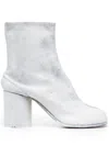 Maison Margiela Tabi Ankle Boots In White Aged Effect Leather In White
