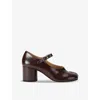 Maison Margiela Tabi Mary Jane 60 Glossed Leather Pumps In Burgundy