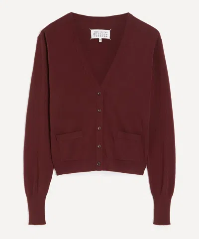Maison Margiela Women's Burgundy Wool Cardigan In Red