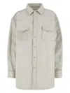 Maison Margiela Padded Overshirt Puffer Jackets White In Gray