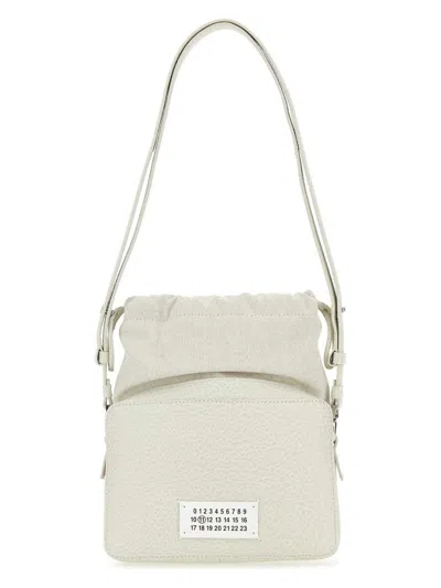 MAISON MARGIELA WOMEN'S CHALK LEATHER AND FABRIC 5AC BUCKET BAG